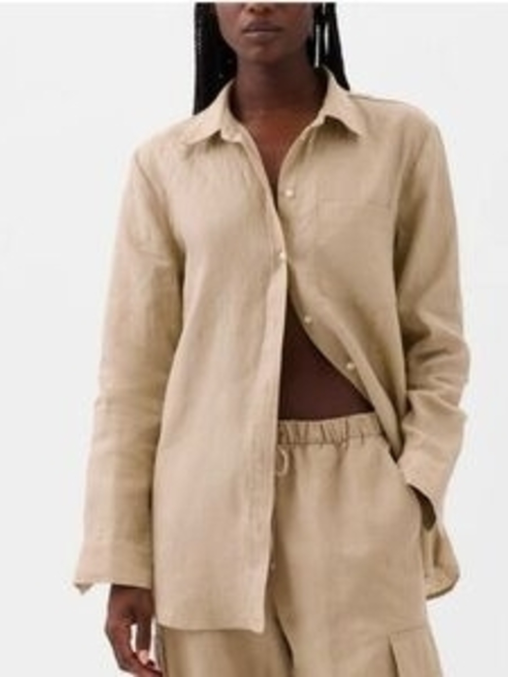 Gap Classic Khaki Linen Button-Up Shirt